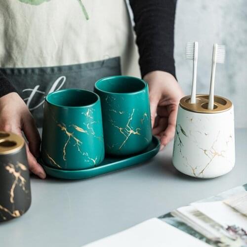 Household couple wash cup, light luxury ceramic mouthwash cup set, bathroom accessories