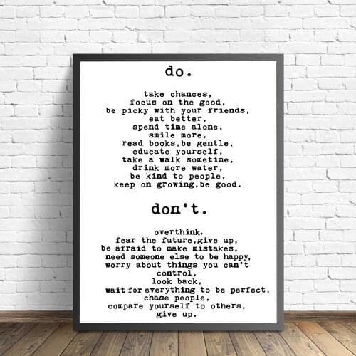 Black White Do or Do Not Inspirational Typography Motivational Quote Text Home Decor Nursery Art Birthday Wall Poster Painting