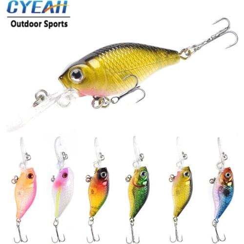 Cyeah Crank Bait Assorted Colors Topwater Wobbler Minnow Crank Saltwater Mini Fishing Lures 1pcs 40mm 4.4g Crankbait