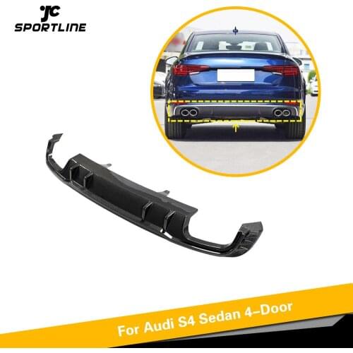 Carbon Fiber Rear Bumper Diffuser Lip Spoiler for Audi S4 Sedan 2018 2019 Car Rear Bumper Diffuser Lip Spoiler Splitters