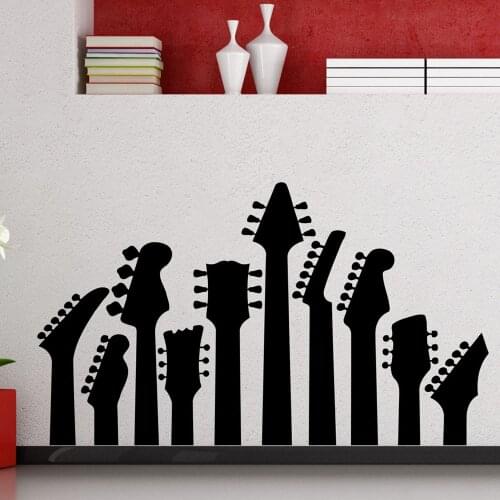 Guitars Wall Decal Heavy Metal Rock Music Instrument Vinyl Stickers Teen Bedroom Musical Studio Interior Decor Art Mural Q627