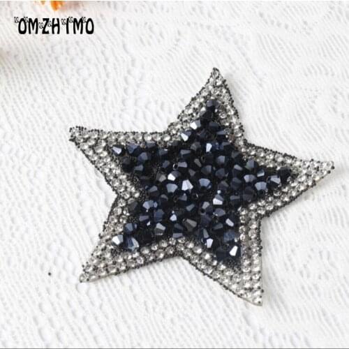 Crystal beads AB color colorful star rhinestone applique patches sequined strass motifs crystal stones appliques iron patch