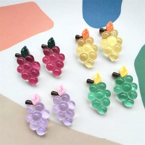 Summer style 50pcs/lot color print cartoon grape shape resin cabochon beads diy jewelry earring/garment accessory