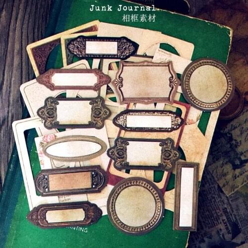 KLJUYP 29pcs Vintage Retro Paper Frames for Bullet Junk Journal DIY Scrapbooking Paper Craft