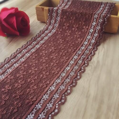 2Meters/lot 15cm wide dark coffee brown stretch embroidery soft lace trims dress skirt dressing lace Z1546