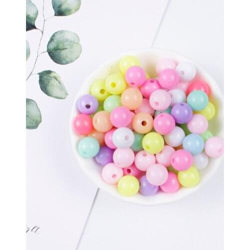 6/8/10mm 50Pcs/Lot Cute Round Pearl Acrylic Beads 10 Color Loose Spacer Beads For Making Jewelry DIY Bracelet Crafts Accessories