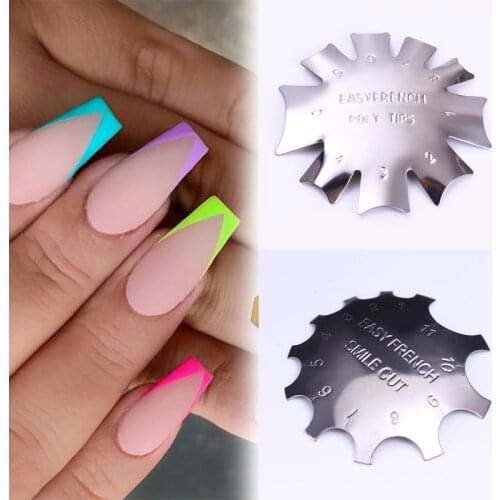 Fashion French Smile Cut V Line almond shape Tips Edge Trimmer Nail Cutter Acrylic White French Nails Tools