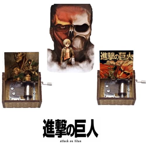 5pcs attack on titan Shingeki no Kyojin season one Guren no Yumiya Music Box Wood Hand Christmas Birthday Movie Fans Friend Gift