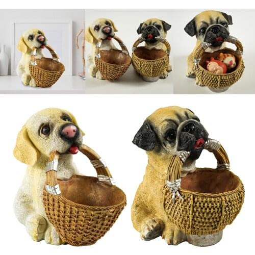 Artificial Dog Shape Desktop Storage Organizer, Valet Catchall Basket, Bedroom Nightstand Dresser Organizer Decorative Sculpture