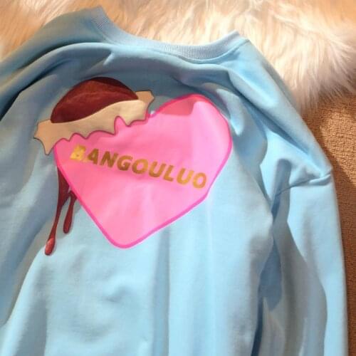 New Casual Womens Sweatshirt 2021 Autumn New Printed Round Neck Simple Sweatshirt All-match Wn