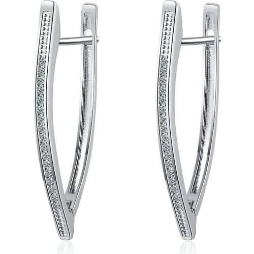 New 925 Sterling Silver Earrings V-Shaped Irregular Triangle Earrings Inlaid Zirconium Diamond Earrings Geometric Earrings Women