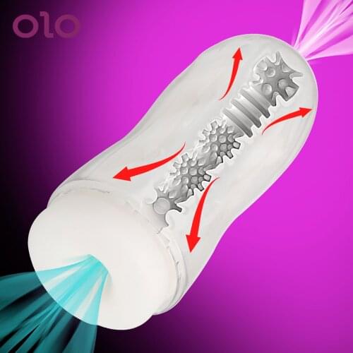 OLO Male Masturbator Cup Vagina Endurance Exercise Vacuum Sex Cup Sex toys for Men Soft Pussy Aircraft Cup With Bullet Vibrator