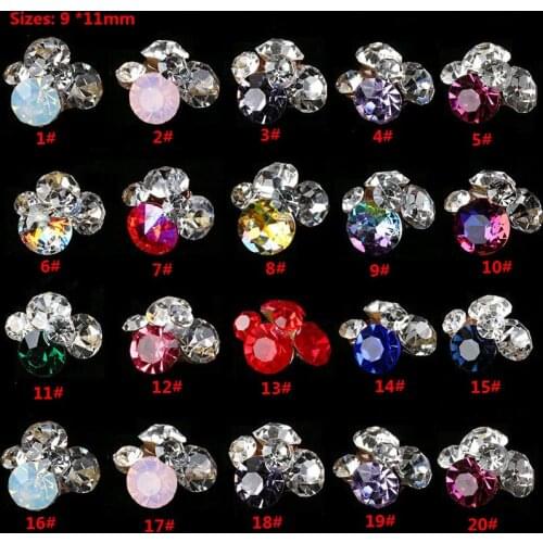 Factory Wholesales 10pcs 3D Gem Stone Flowers Nail Charms Strass Crystal Nail Art Decorations Glitter Rhinestones Nails Supply