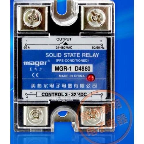 Mager Genuine new original single-phase solid-state relay 220V SSR MGR-1 D4860 60A DC control AC DC-AC