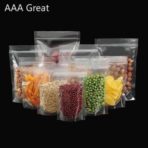 10Pcs/Lot Food Storage Bags Jewelry Ziplock Zip Zipped Lock Reclosable Plastic Clear Bags Stand Up Samples Candy Nuts Pouches