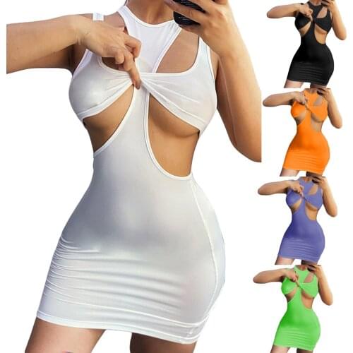 Positive And Negative Two-Wear Hollow Dress WomenS Two-Piece,Solid Color U-Shaped Collar Vest And Sleeveless Dress