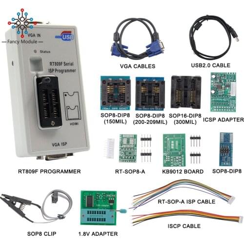 RT809F ISP Programmer/ RT809 Lcd Usb Programmer Repair Tools 24-25-93 Serise IC With 11 Adapters
