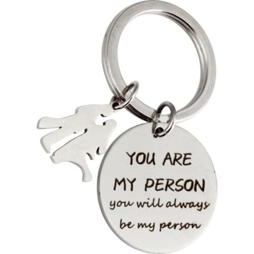 Sell Well YOU ARE MY PERSON Lettering Exquisite Key Chain Jewelry Inspirational Stainless Steel Key Chain Jewelry