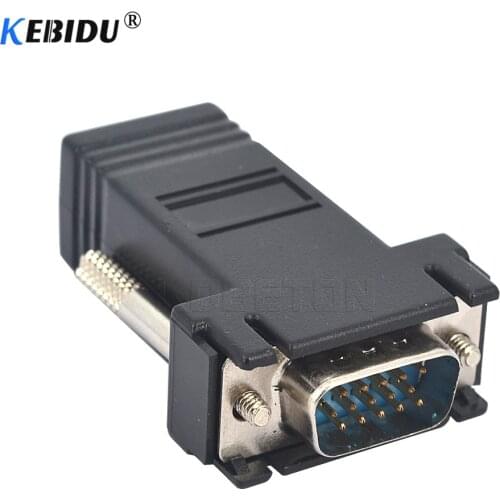 Kebidu VGA Extension Extender Cord Male To Lan Cat5 Cat5e RJ45 to VGA Ethernet Female Adapter for PC Desktop Computer