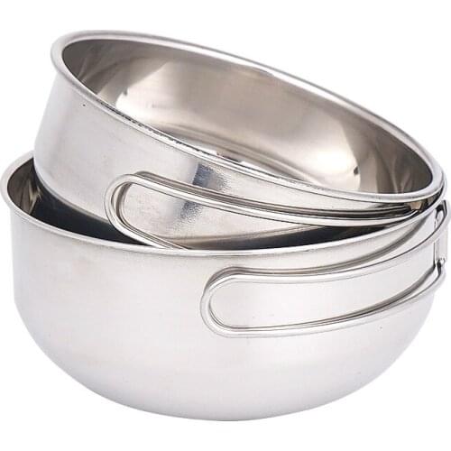 Outdoor folding bowl 304 stainless steel 2-piece bowl travel set cup multifunctional travel fishing camping combo meal