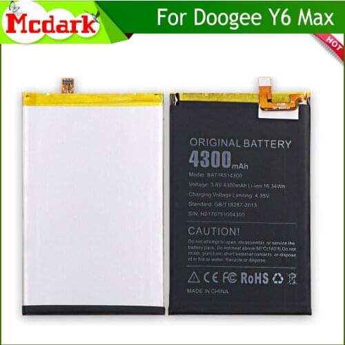 For Doogee Y6 Max Battery Replacement High Quality Large Capacity 4300mAh Back Up Bateria For Doogee Y6 Max Smart Phone
