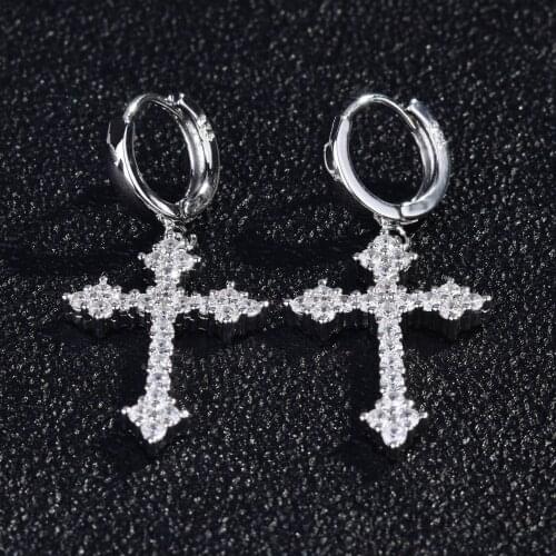 Cross Drop Stud Earrings for Women 925 Silver Simple Earrings Ladies Fashion Jewelry Girls Silver Color Elegant Vintage Metal