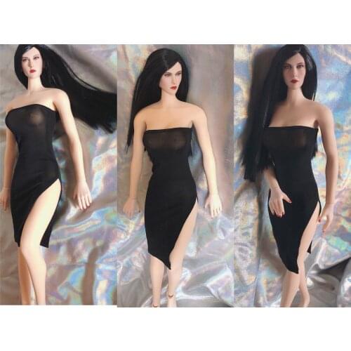 1/6 Female Clothes Woman tube top slit dress suitable Sexy Short Dress for 12" Acction Figure Body in stock