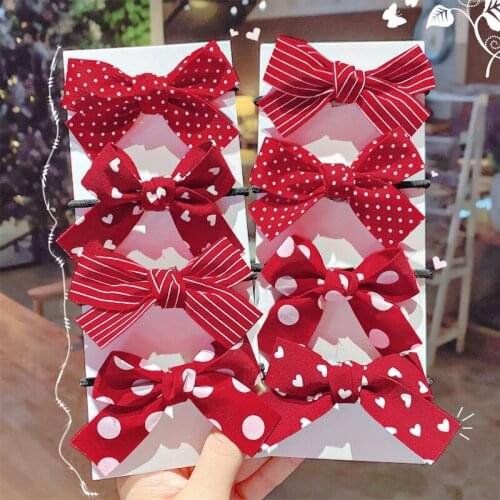 2pcs/set Red Bow Elastic Hair Bands Rubber Band Tie for Girls Children Scrunchies Ponytail Holder Gum Ornaments Hair Accessories