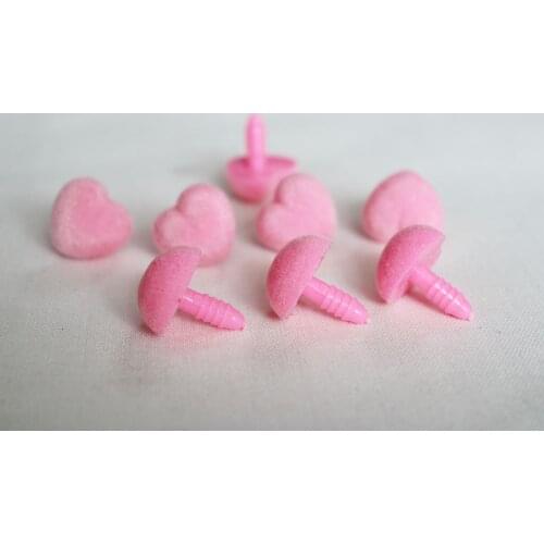 20pcs/lot 17mm heart shape clean pink flocking toy nose safety animal doll nose + washer for diy doll findings
