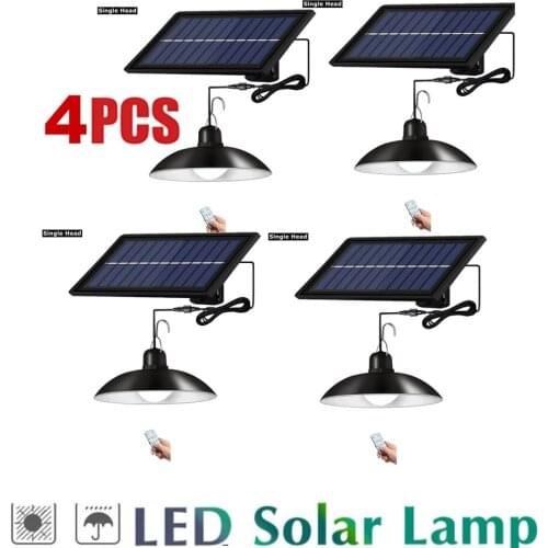 4pcs remote 30 led 2 head Retro Lampshade Solar Pendant Light Waterproof Solar Powered Lamp Outdoor Indoor Hanging Shed Lights f