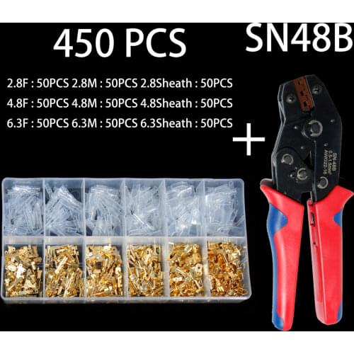 450pcs boxed 2.8/4.8/6.3mm winding connector plug universal spring insert edge wire crimping sheath terminal quick terminal