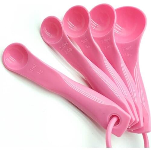 5Pcs/Set PP Spoons Stackable Combination Measuring Supplies Portable Multi Purpose Kitchen Accessories DIY Baking Tools Pink