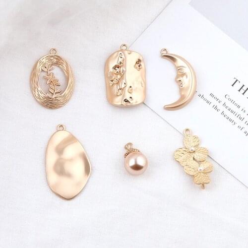 6pcs new ladies earrings sub-gold Pearl Flower Pendant M Circular Irregular Earrings for Women Diy Female Jewelry Accessories