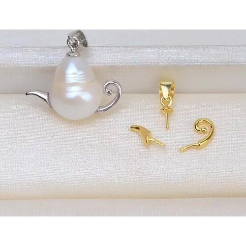 925 Sterling Silver Pendant Mounts Findings Settings Jewelry Fittings Women Accessories for Edison Irregular Baroque Pearls