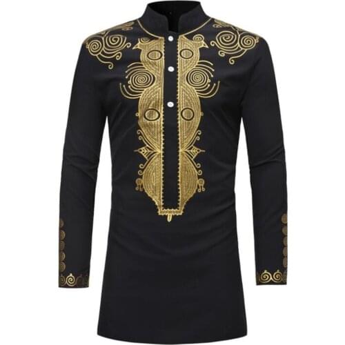 African Shirt For Men Dashiki Traditional 2021 Robe Bazin Riche Tops White Black Blue Vintage Retro Wedding Africa Clothing XXXL
