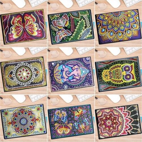 AZQSD Diamond Painting Notebook Blank Paper DIY Owl Diamond Embroidery Mosaic A5 Notebook Diary Book Special Shaped