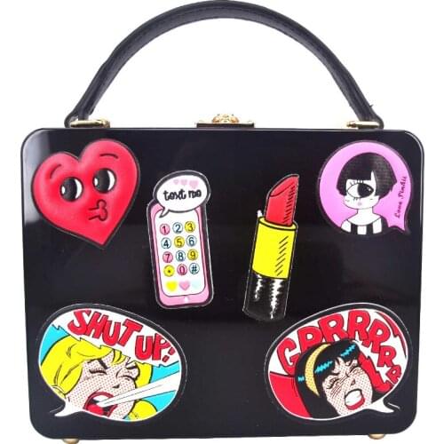 Black acrylic Lovely Box Party Purse Mini Shoulder Bag Women Flap Handbags Female pochette Ladies Crossbody Bags