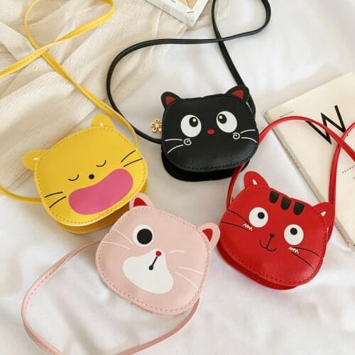 PU Cartoon Cat Kids Messenger Bag Fashion Girls Decoration Bags Korean Style Children Coin Purse