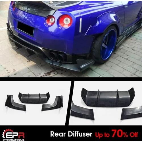 For Nissan GTR R35 TP-Style Carbon Glossy Rear Lip Diffuser Under spoiler Exterior accessories kits