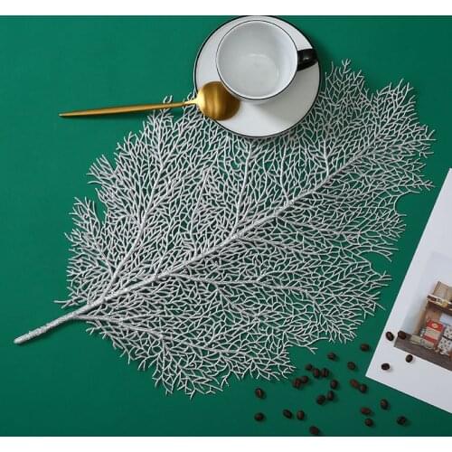 Home Decor PVC Placemat for Dining Table Leaf Palm Leaf Simulation Plant Cup Coffee Table Mats Kitchen