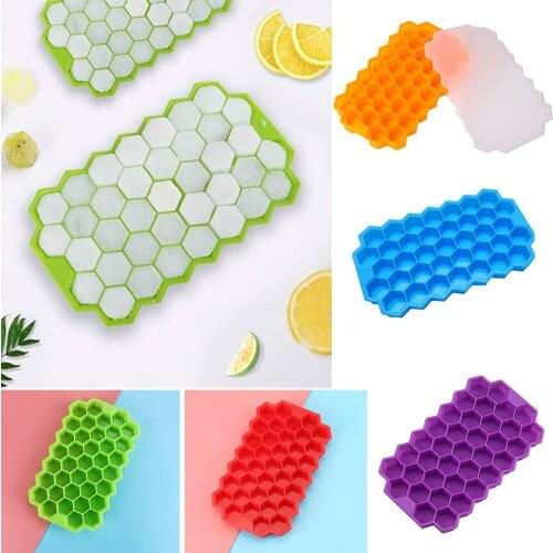 With Lid Ice Cube 20*12*2cm Tray Mould 37 GridsSafe Grade Silicone DIY Kitchen Utensils Ice Cube Mold Reusable Silicone