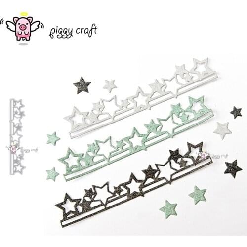 Piggy Craft metal cutting dies cut die mold Star striped edge Scrapbook paper craft knife mould blade punch stencils dies