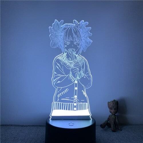 Girlei 3D Lamp Action Figure My Hero Academia Himiko Toga Lovly LED NightLight 7 Colors Touch Table Decor Night Light Gift Model