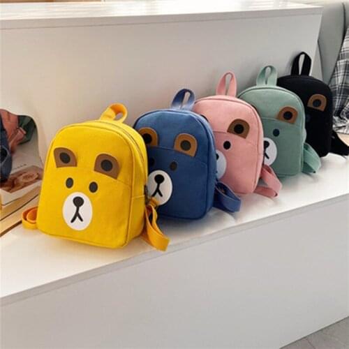 Cartoon kindergarten canvas school bag 1-3-5 years old male and female baby bear and deer backpack childrens backpack