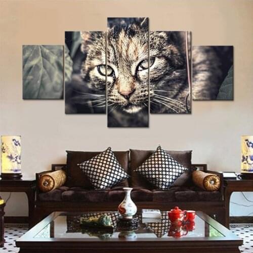 Decoration Pictures Modern Framework Home Living Room Animal Wild Cat Hd Wall Canvas Art Painting Poster Modular Print