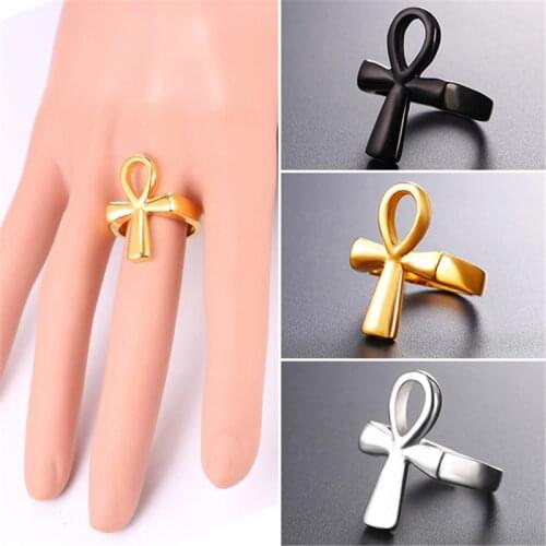 Ankh Ring Size 7-12 Egyptian Cross Key of the Nile Men/Women Gift Classic Africa Egypt Jewelry Stainless Steel Rings