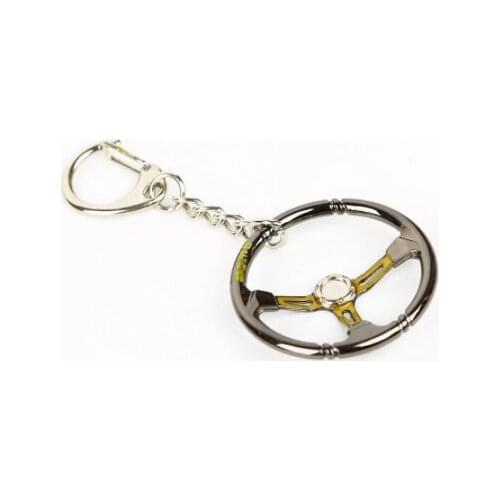 Creative Racing Car Steering Wheel Metal Alloy Mini Keychain Key Chain Ring Keyring keyfob Pendent Car Auto Truck Drop Shipping