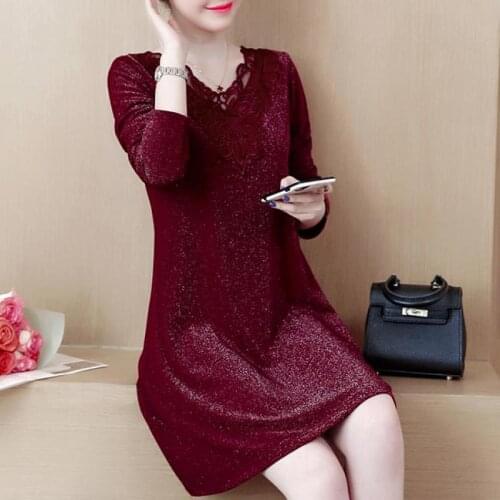 L-5XL Long Sleeve Plus Size Fashion Women Casual Loose Autumn Winter Black Cocktail Dresses Elegant Cocktail Dress Party