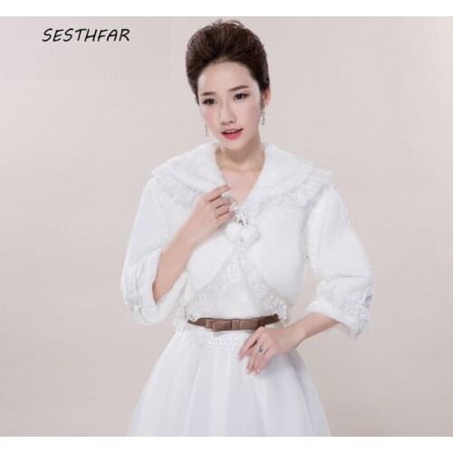 Bride Fur Shawl Wedding Jackets Wrap Wedding Bolero Outerwear Accessories Wrap Bride Cape PJ06