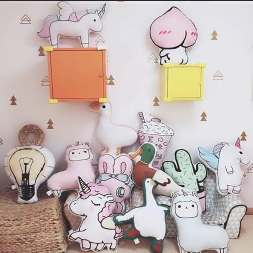 Lovable Cartoon Simple Line-Drawing Cactus Potted Plant Plush Toys Dreamy Romantic Unicorn Pillow Sofa Attractive Cushion Gift